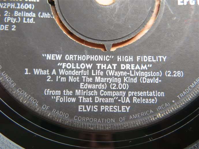 ELVIS PRESLEY - Follow That Dream EP - Original 1962 4-Track 7` Vinyl Single