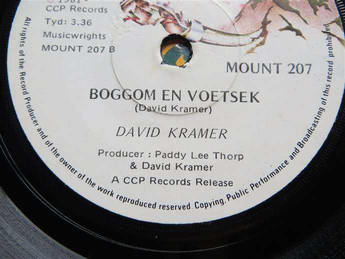 David Kramer Bogem & Voetsek 7 Single vinyl - Untested As Is