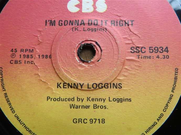Kenny Loggins Danger Zoner 7 Single vinyl - Untested As Is