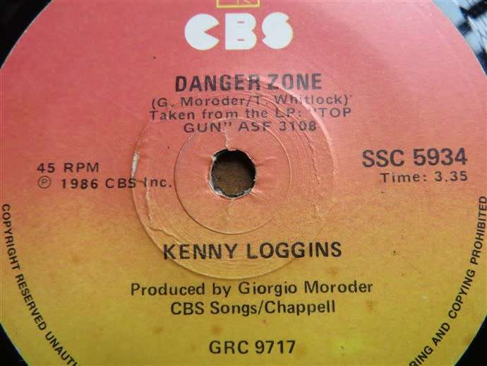 Kenny Loggins Danger Zoner 7 Single vinyl - Untested As Is