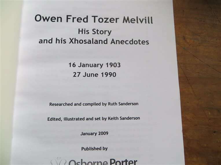 Xhosaland Anecdotes - Owen Fred Tozer Melvill - Sanderson