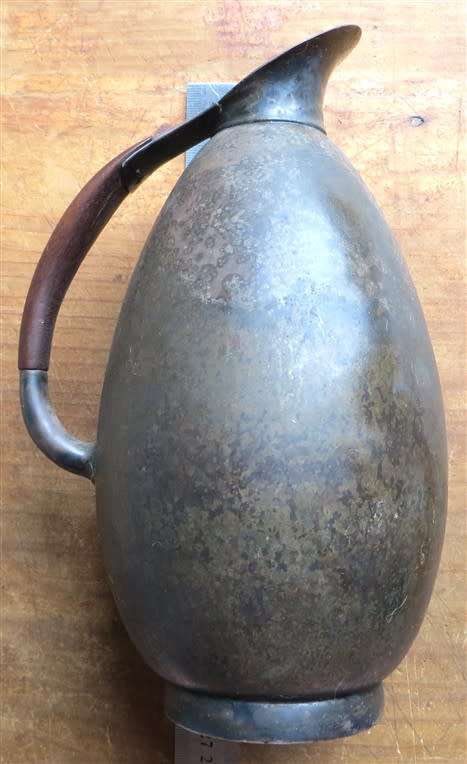 Old Metal Jug with wood handle - 240mm High