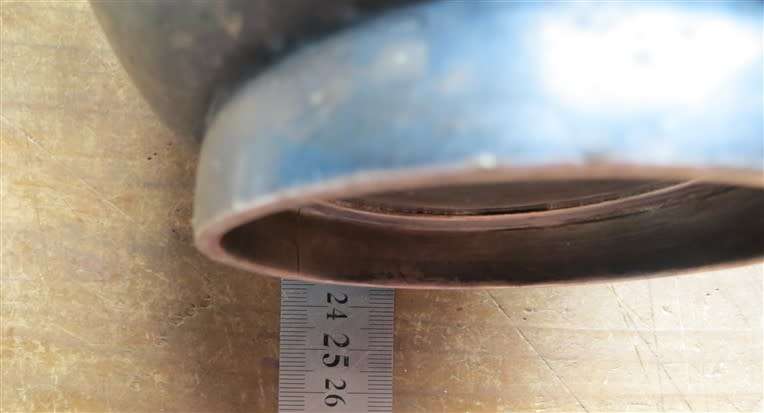 Old Metal Jug with wood handle - 240mm High