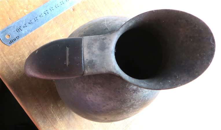 Old Metal Jug with wood handle - 240mm High