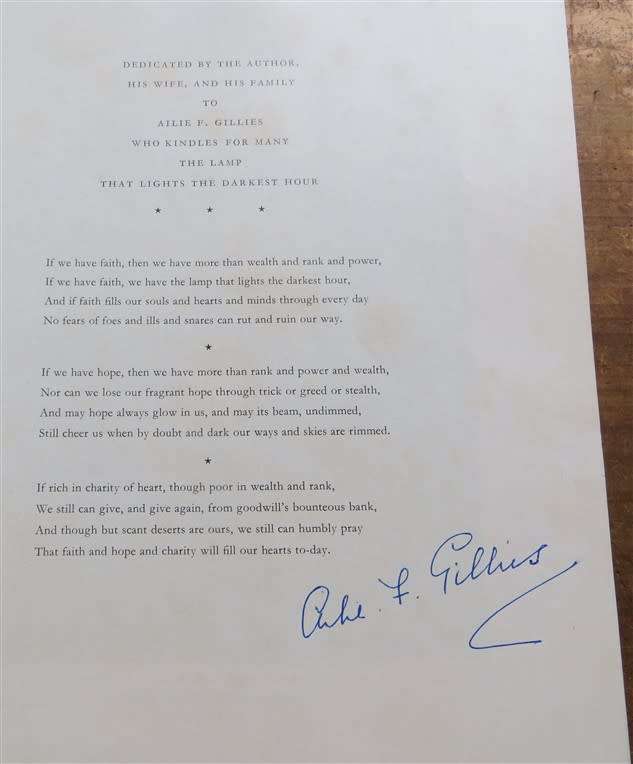 1959 Joyful Errand - C.S Stokes - Signed by A.F Gillies (Book dedicated to Gillies)