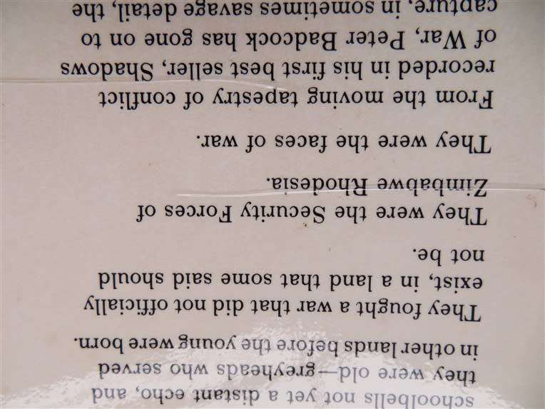 Rhodesiana - Faces of War - Peter Badcock - Sketches & Poetry
