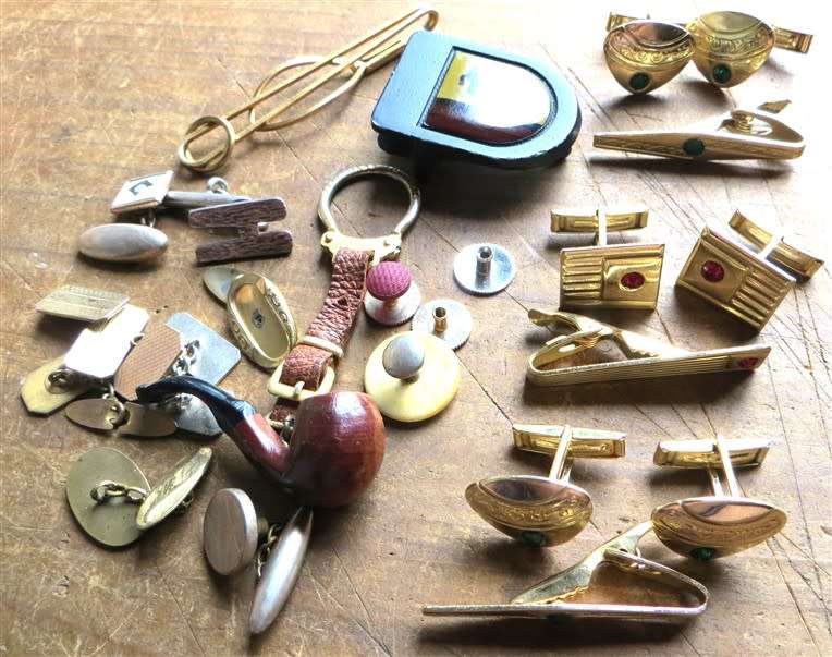 Assorted lot - 3 x pairs Cufflinks + tie pins