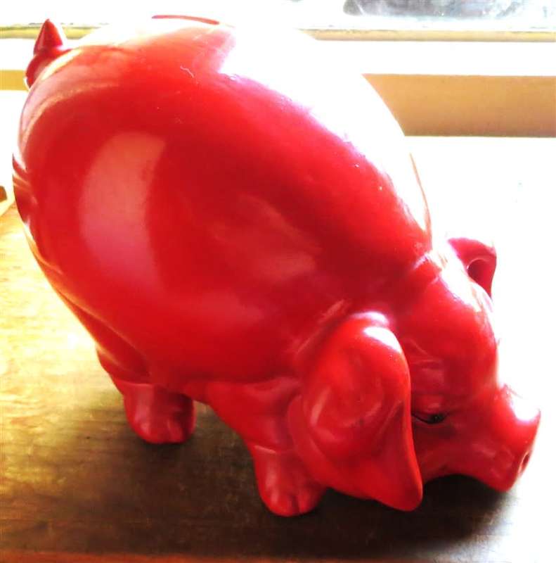 Large Vintage  Hand painted Piggy Bank