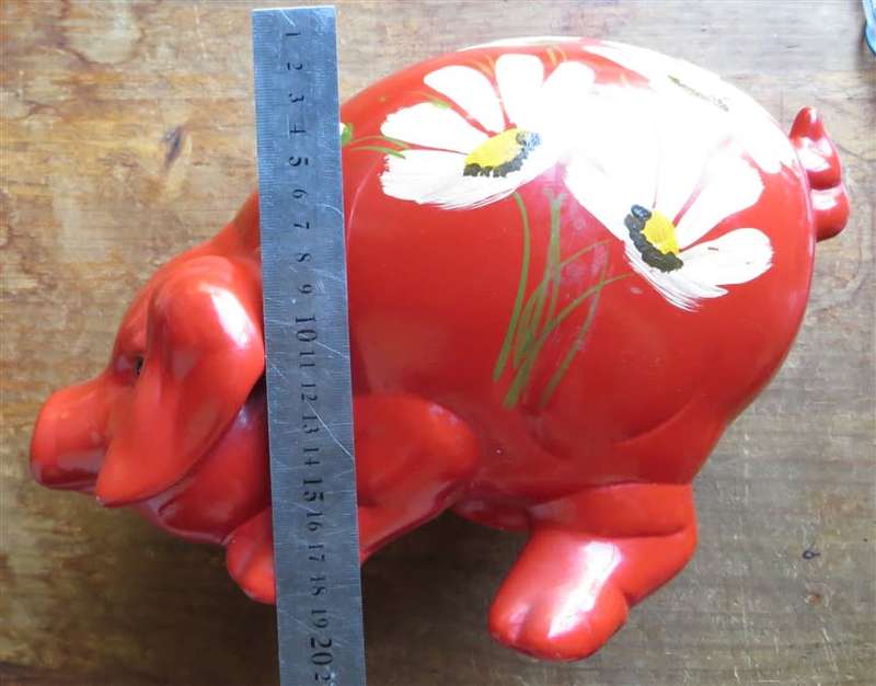 Large Vintage  Hand painted Piggy Bank