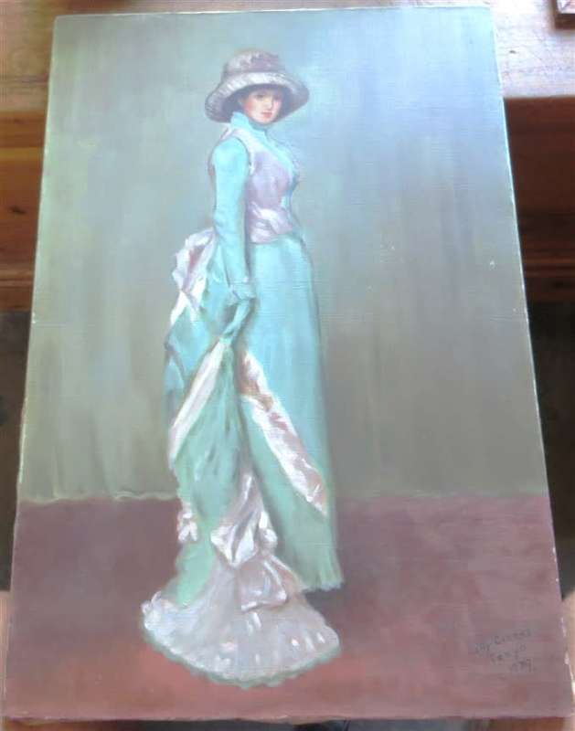 Original Vintage Painting by Lolly Clarke , Tokyo , 1979 with message from artist on the back