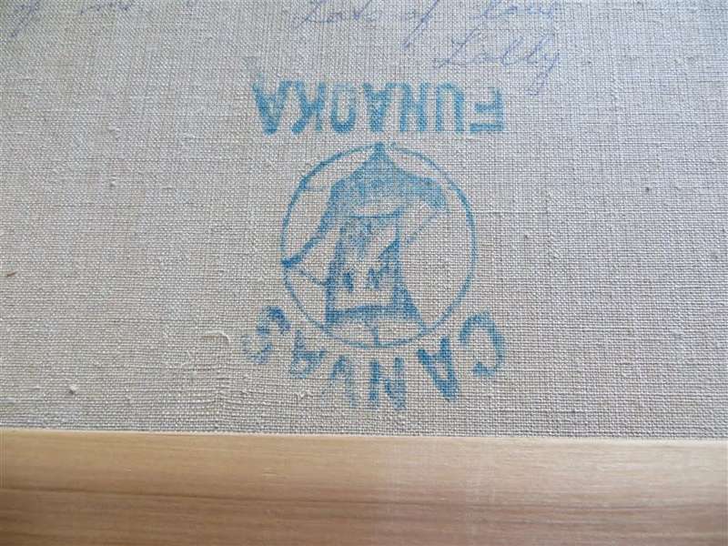 Original Vintage Painting by Lolly Clarke , Tokyo , 1979 with message from artist on the back