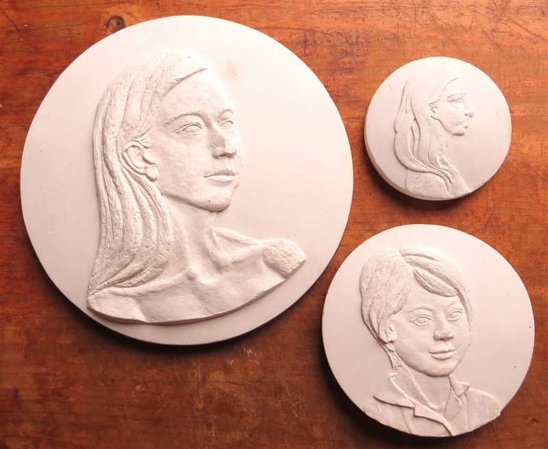 3 x Unfinished relief sculptures - Sculptor Rose Dearing - 1 bid for all