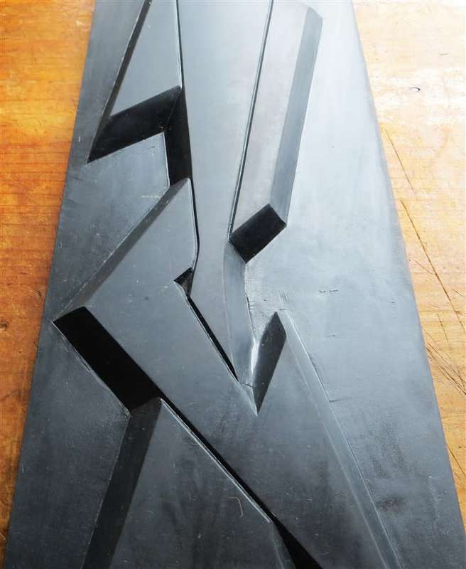 Large Relief Sculpture Set - 5 x Large Black Stone Numbered & Signed - 150mm x 460mm each Stone