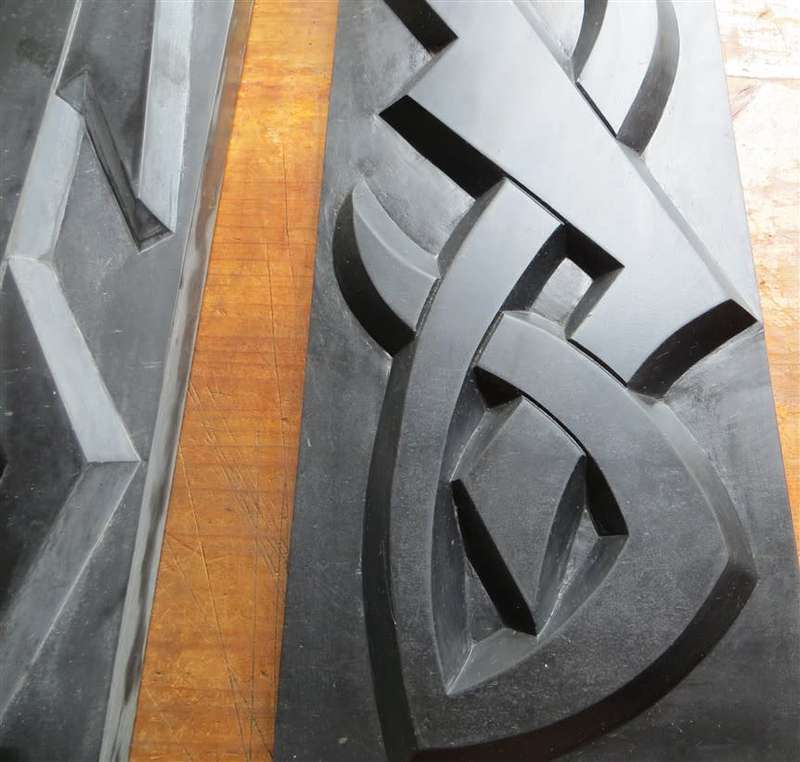 Large Relief Sculpture Set - 5 x Large Black Stone Numbered & Signed - 150mm x 460mm each Stone