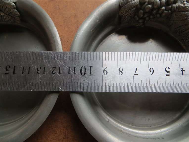 Pair Alchemy Pewter Wine Bottle Coasters Ornate grape design