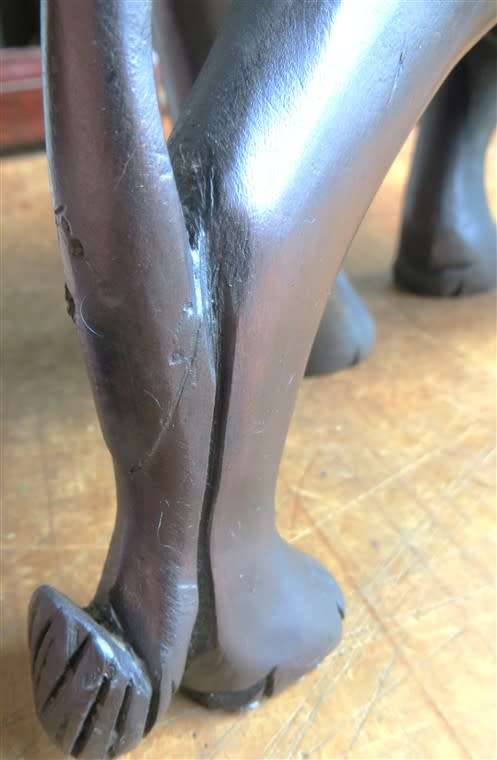 Antique One of a Kind - Lion Solid Hand Carved Ebonized Mahogany - see pics for small repairs
