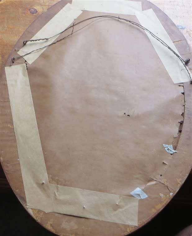 Vintage Oval Ornate frame & bevelled mirror - total size 430mm(w) x 580mm(h)
