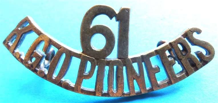 Indian King George Own Pioneers 61st Scarce Shoulder Title