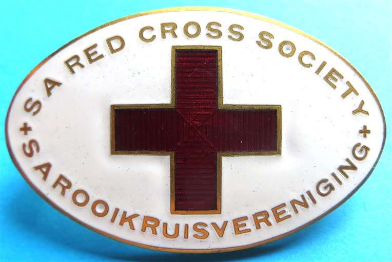 Large Vintage SA Red Cross Society Metal Enamelled Badge