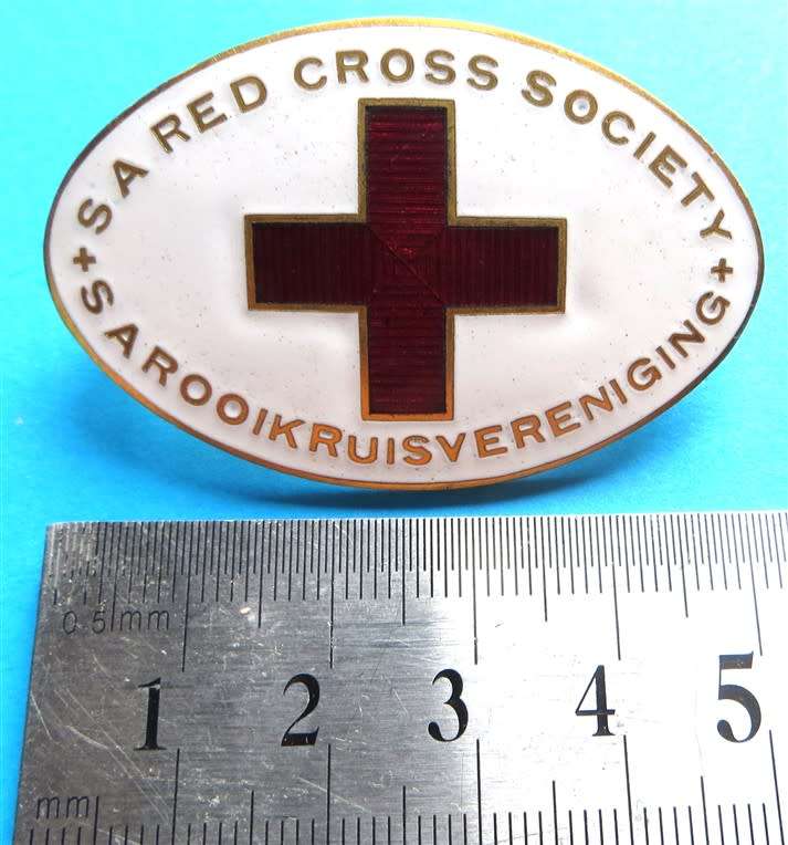 Large Vintage SA Red Cross Society Metal Enamelled Badge
