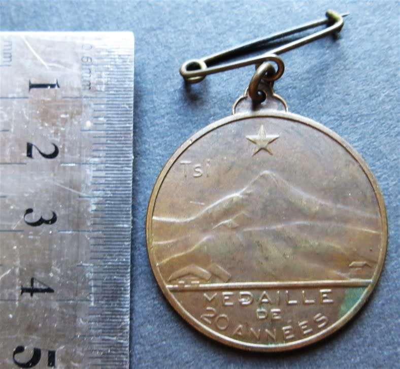 Belgian Congo Societe Des Mines Medaille de 20 Annees Medallion **SCARCE**