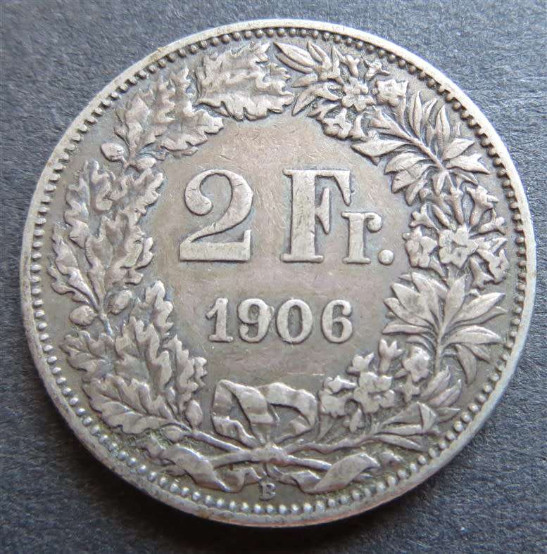 1906-B Switzerland 2 Francs Silver LOW MINTAGE