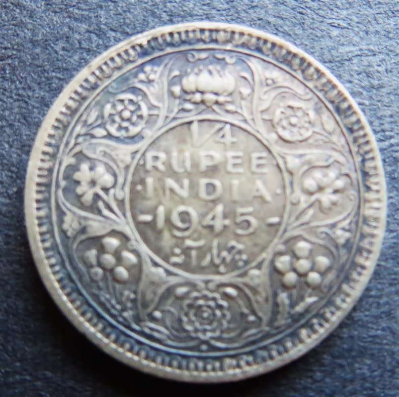 1945 India quarter Rupee SILVER