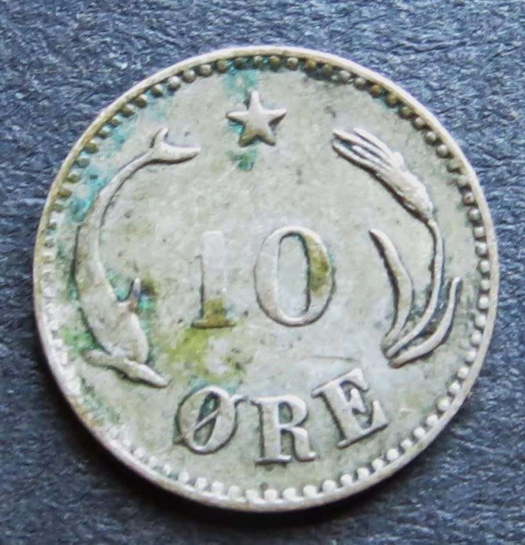 1874 Denmark 10 Ore SILVER