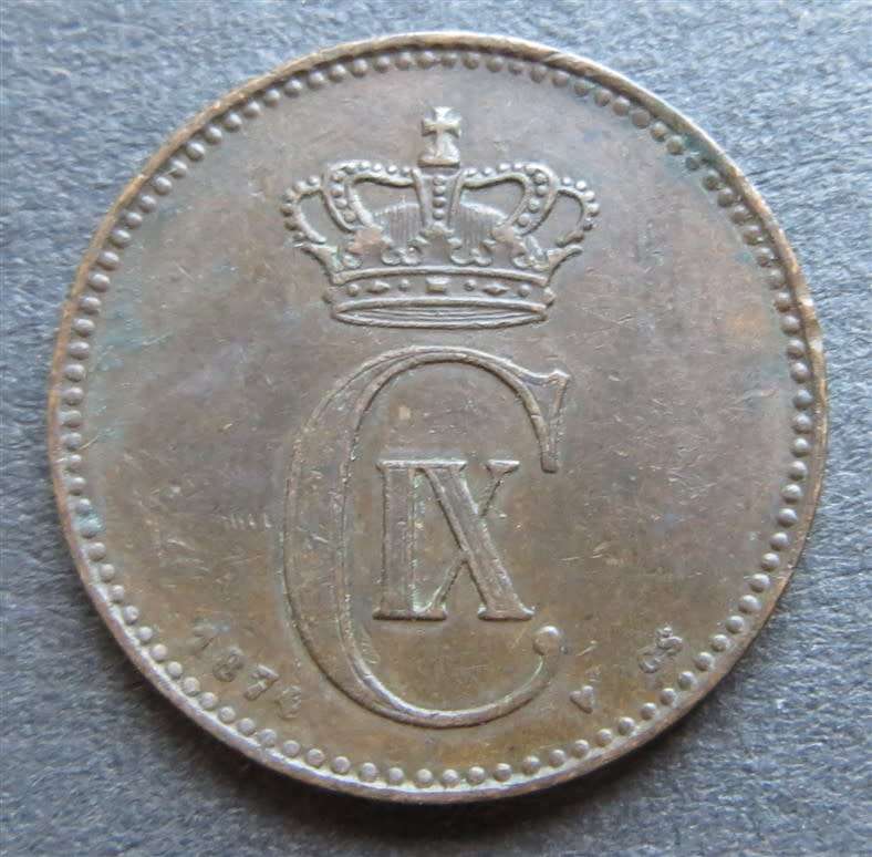 1874 Denmark 2 Ore Scarce
