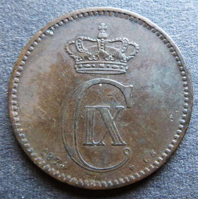 1874 Denmark 5 Ore Scarce