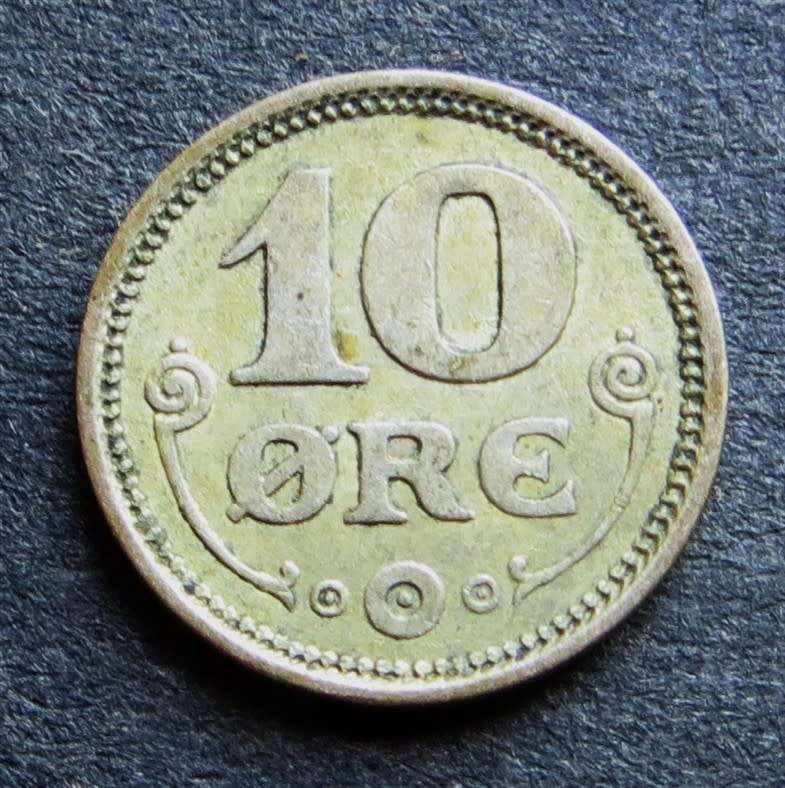 1919 Denmark 10 Ore Silver