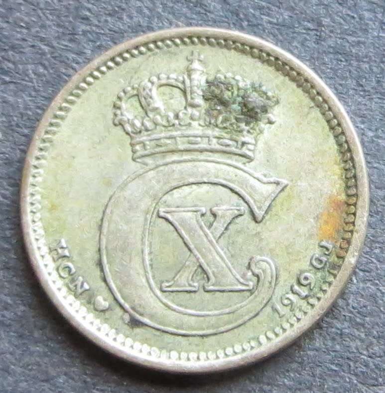 1919 Denmark 10 Ore Silver