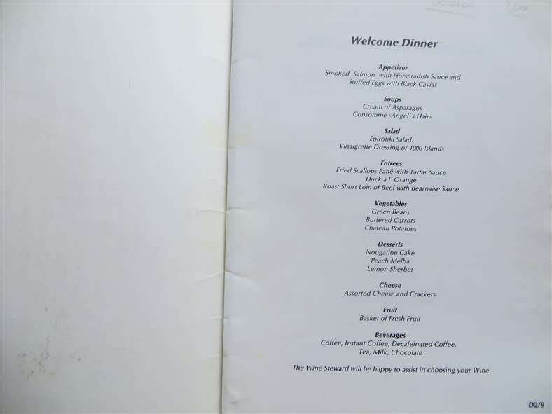 Oceanos - Sunk off SA in 1991 - Captain`s Dinner