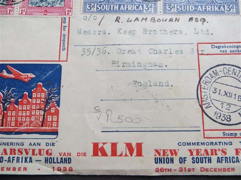 SA Union Set on New Years KLM Cover with 3 Rivets Error