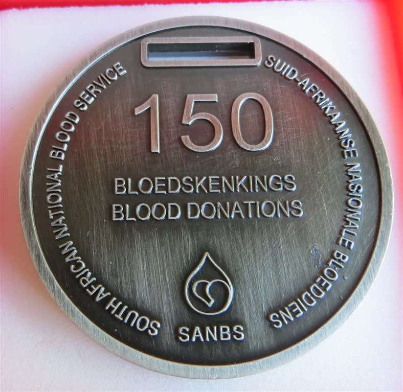 Large 150 Blood Donors Medallion in Box