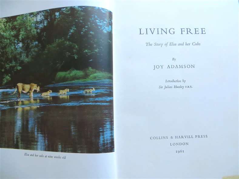 1961 Living Free - Joy Adamson - The Story of Elsa & Her Cubs