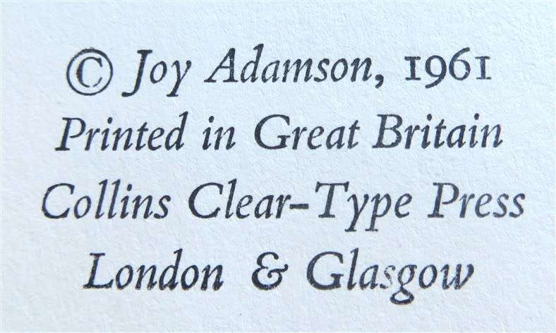 1961 Living Free - Joy Adamson - The Story of Elsa & Her Cubs