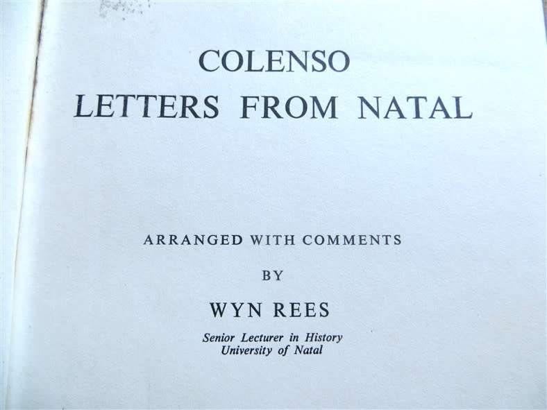 Colenso Letters from Natal - Wyn Rees 1958 1st Edition