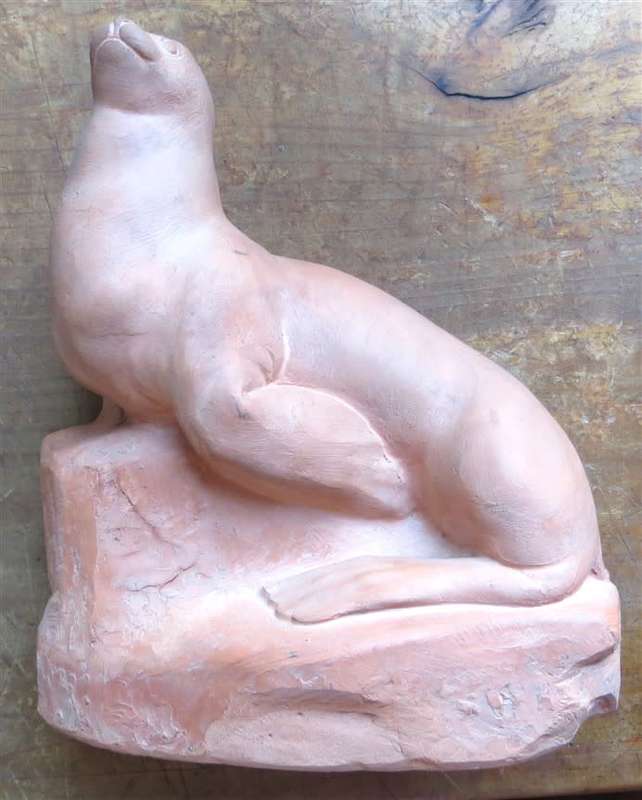 Terracota Cast of own Original Rose Dearing Sculture of a Seal