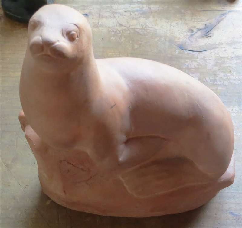 Terracota Cast of own Original Rose Dearing Sculture of a Seal