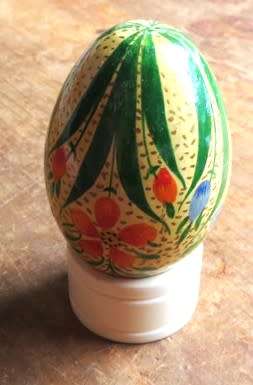 Vintage Hand Painted Wood Egg on Display ring