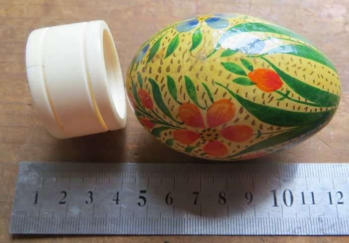 Vintage Hand Painted Wood Egg on Display ring