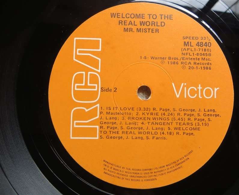 Mr Mister - Welcome to the Real World - Vintage Vinyl LP VG