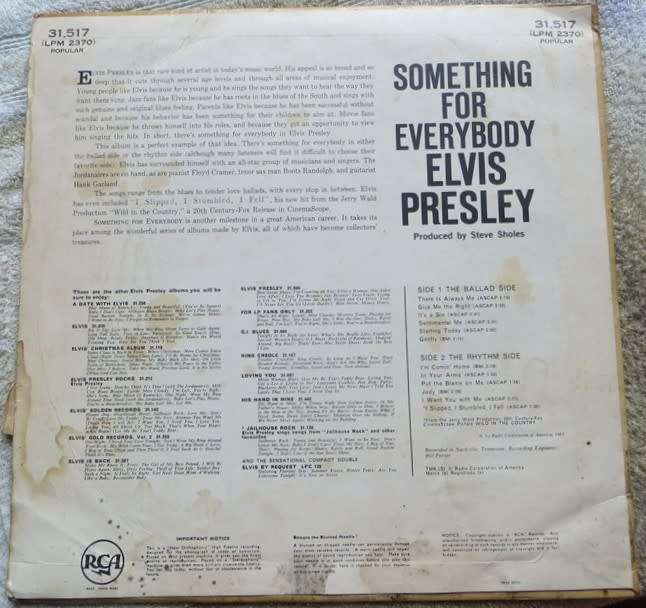 Elvis - Something for Everybody - Vintage Vinyl LP G