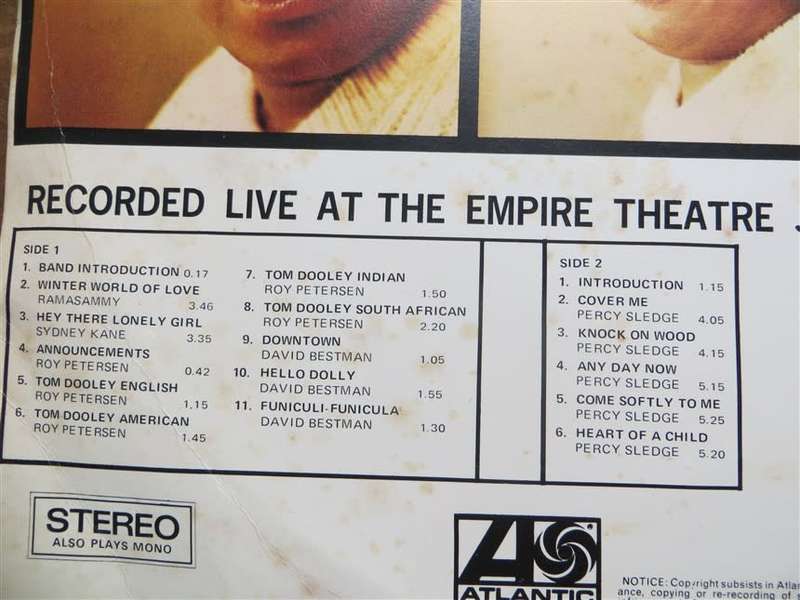 Percy Sledge Show - Live in Johannesburg , Empire Theatre VG+