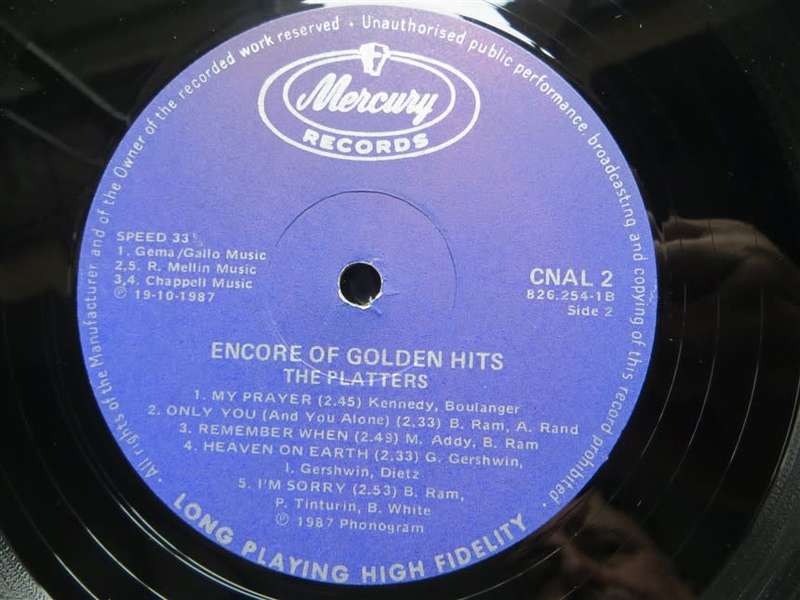 The Platters Encore of Golden Hits Vintage Vinyl LP - VG+