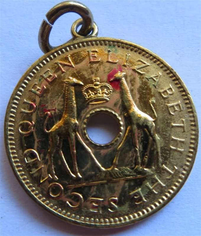 1958 Rhodesia & Nyasaland Gilt Half Penny Coin Pendant