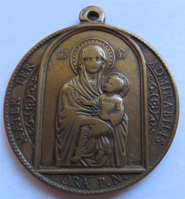 Religous Mary & Jesus Pendant Medallion 32mm