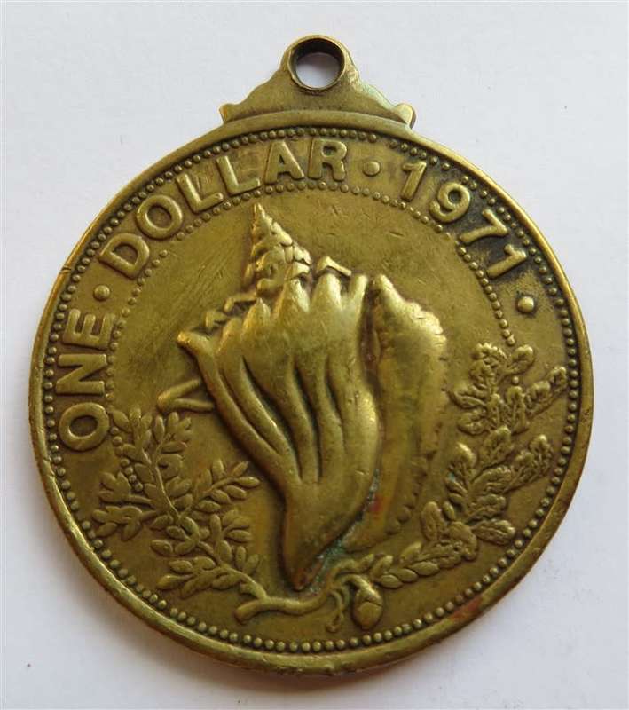 1971 One Dollar Bahama Islands Large Pendant Medallion