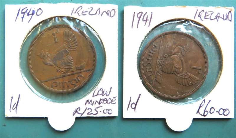 1940 & 1941 low mintage Irish Circulated Harp Penny - 1 Bid for Both